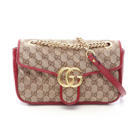 GUCCI GG Marmont 絎縫小號 GG 帆布鏈單肩斜背包 443497