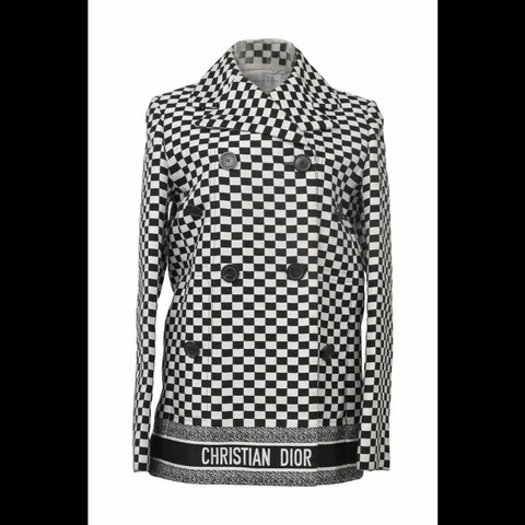 Dior 黑白棋盘格双排扣上衣外套