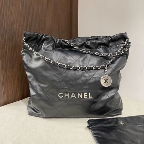香奈兒黑銀22bag中號