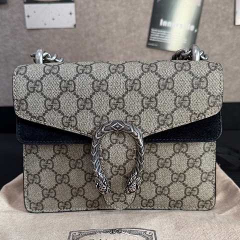 古馳/Gucci 酒神 黑色拼老花 小號 034黑標