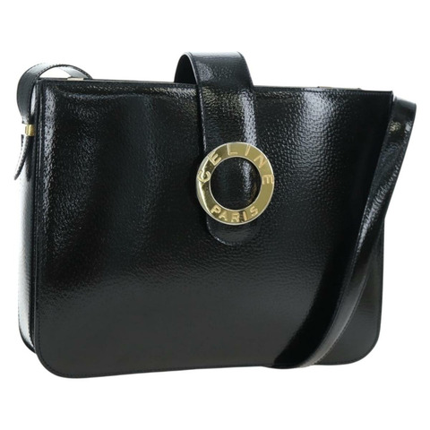 CELINE 漆皮肩背包 綠色金色 Auth 191839V