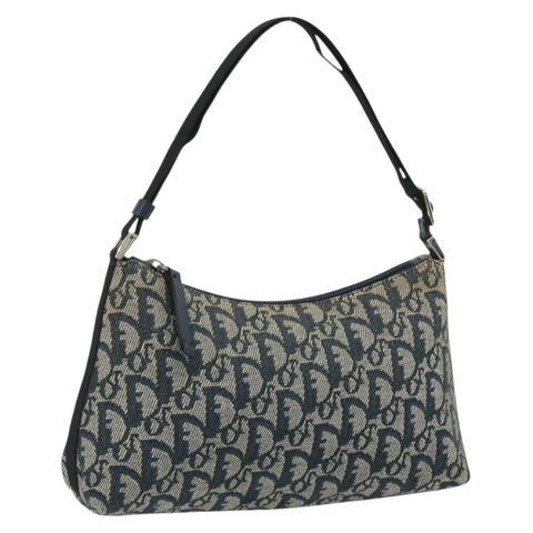 Christian Dior Trotter帆布肩背包 海軍藍 銀色 正品 191848A