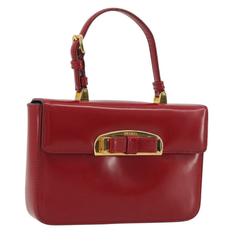 PRADA 手提包 皮革 紅色 金色 正品 192949V
