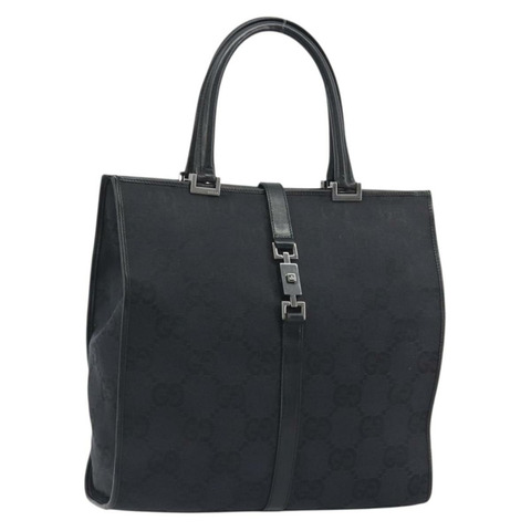 GUCCI GG帆布托特包 黑色 銀色 002 1064 3444 Auth am12094V