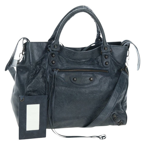 BALENCIAGA Vero 手提包，皮革材質，兩用，海軍藍，貨號 235216，正品 am12108SAM