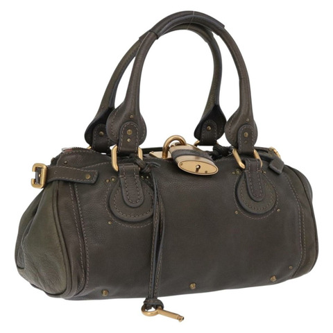Chloe Paddington 手提包，皮革材質，卡其色，銀色/金色，正品 am12204V