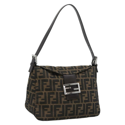FENDI Zucca帆布Mamma Baguette單肩包 棕色/黑色 正品 193086V