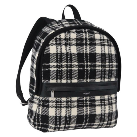 SAINT LAURENT 羊毛雙肩包 黑色 銀色 正品 193512V
