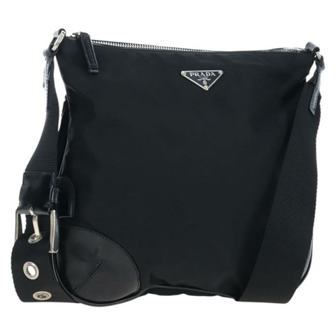 PRADA 尼龍黑色銀色單肩包 正品 192490V