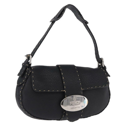 FENDI 黑色銀色皮革肩背包，正品編號 192479A