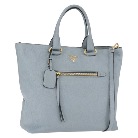 PRADA 皮革雙肩包 淺藍色 金色 正品 192481A