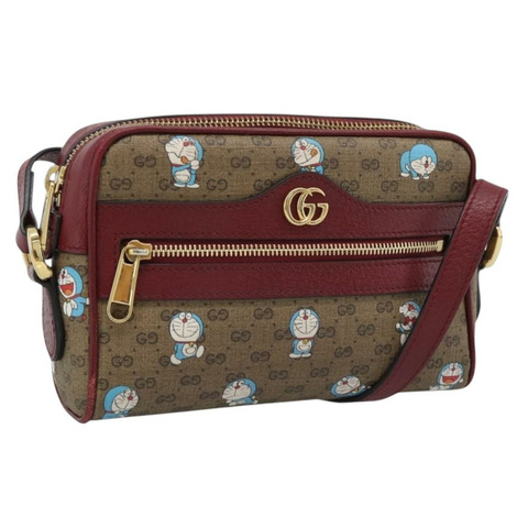 GUCCI Micro GG Supreme Doraemon 聯名款 PVC 米金色 647784 Auth 193911M