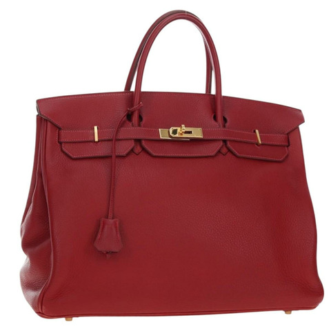 愛馬仕 Birkin 40 手提包 Taurillon Clemence 紅色金色 正品 195314SM