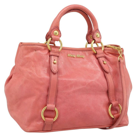 Miu Miu 手提包 皮革 兩用 粉紅金配色 正品 194741V