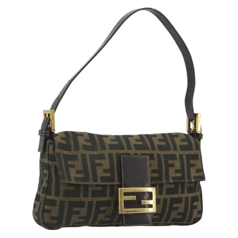 FENDI Zucca帆布Mamma Baguette單肩包 棕色/黑色 正品 193422V