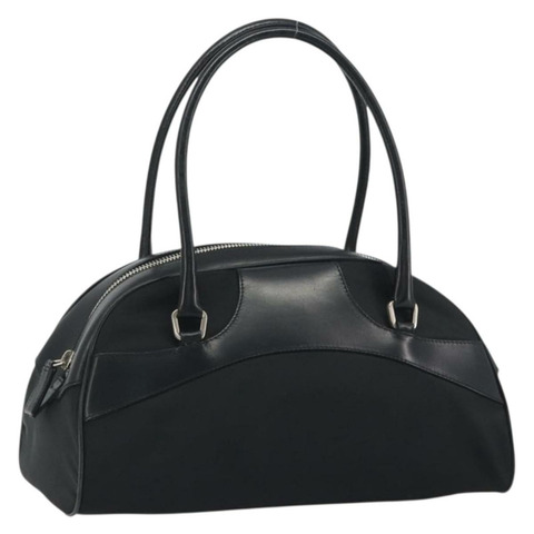 PRADA 尼龍皮革手提包 黑色 銀色 正品 am12218V