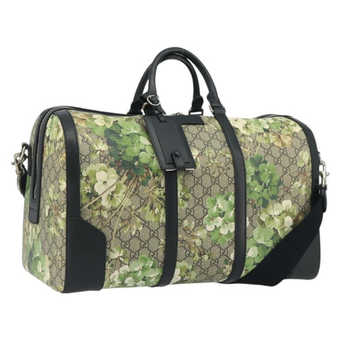 GUCCI GG Supreme Blooms 波士頓包 PVC 兩用 米色 銀色 406380 正品 192425A