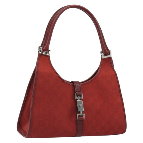 GUCCI GG帆布Jackie手提包 紅色銀色 01719 正品 193924A