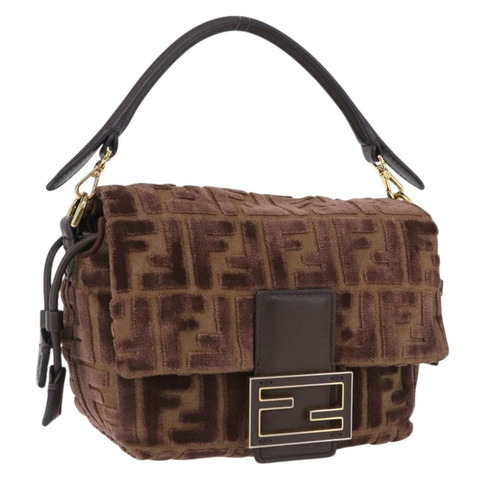 FENDI Zucca帆布Mamma Baguette單肩包 棕色金色 正品 195343M