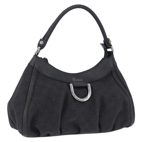 GUCCI GG帆布Abbey單肩包 黑色 銀色 265692 正品 194859V