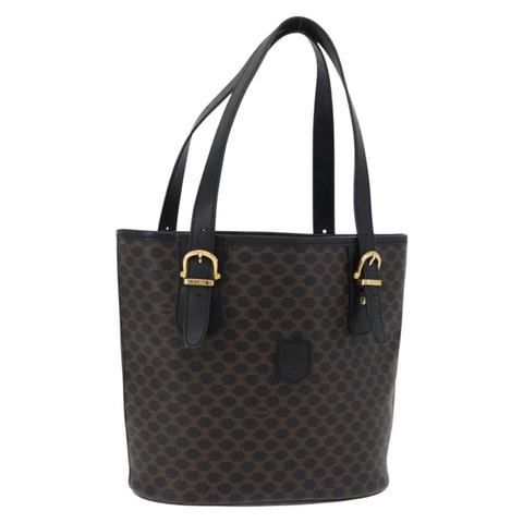 CELINE Macadam帆布托特包 PVC皮革 黑色金色 正品 194870V