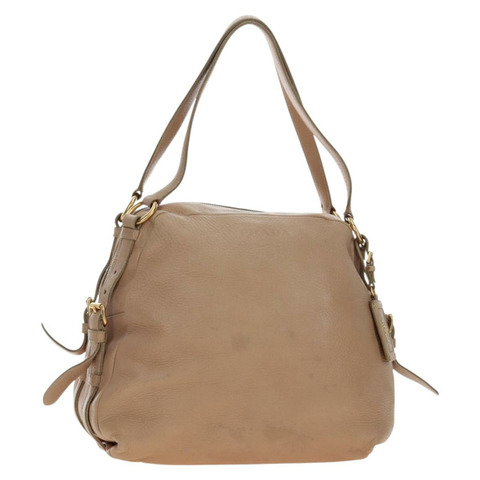 PRADA 托特包 皮革 米色 金色色調 正品 195767V