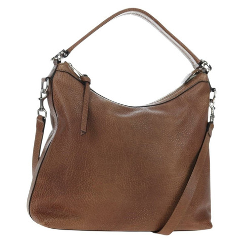 GUCCI 互扣手提包 皮革 兩用 棕色 銀色 326514 正品 195798V