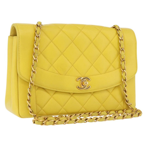 香奈兒 (CHANEL) 絎縫鏈條單肩包，羊皮材質，黃金色，CC標誌，貨號195325V