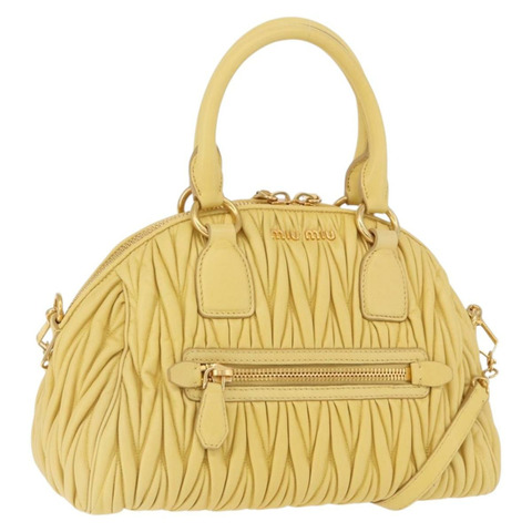 Miu Miu Matelasse 手袋，羊皮材質，兩用，金色，正品，貨號 196355M