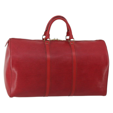 路易威登 Epi Keepall 50 波士頓包 紅色 M42967 LV Auth ep15474