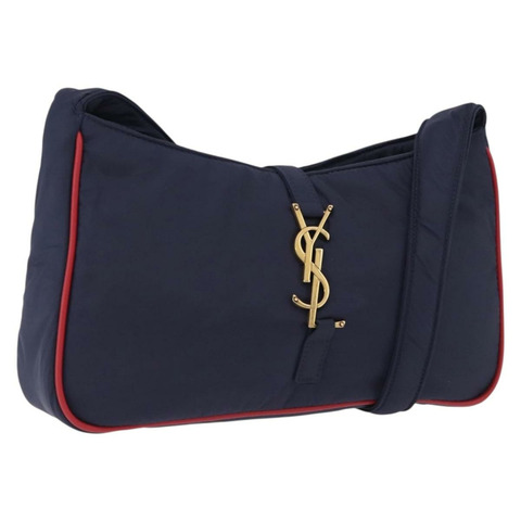 SAINT LAURENT 尼龍海軍藍金色肩包 733294 正品 ka5349M