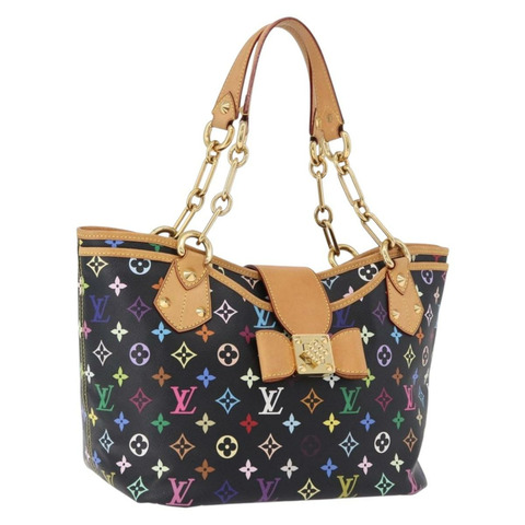 路易威登 Monogram Multicolor Annie GM 手提包 黑色 M40304 LV Auth ka5405V