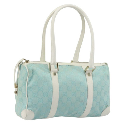 GUCCI GG帆布手提包 淺藍色 金色 000 0851 正品 BA14180A