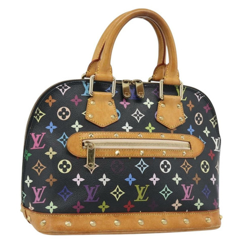 路易威登 Monogram Multicolor Alma 手提包 黑色 M92646 LV Auth ka5470A