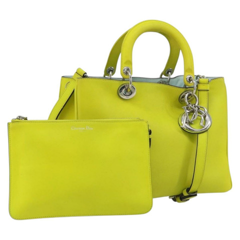 Christian Dior Diorissimo 手提包 皮革 2way 黃銀 正品 gh2276A