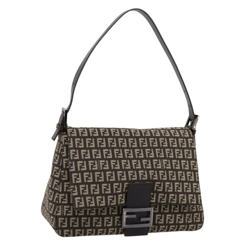 FENDI Zucchino 帆布 Mamma Baguette 單肩包 棕色 8BR001 正品 BA14950V