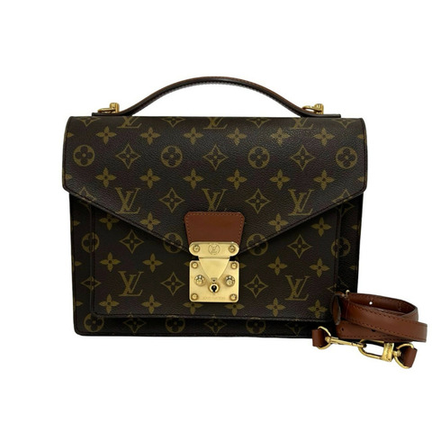 路易威登 Vintage Monceau Monogram 皮革兩用手提包/單肩包，棕色 89106
