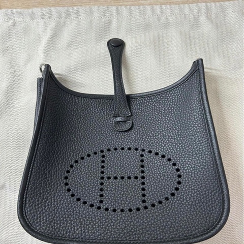 HERMES Evelyne 23黑銀TC /K刻 歐洲購入