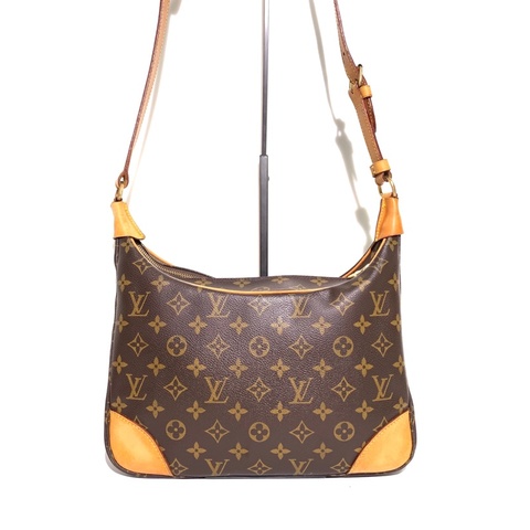 LV 路易威登老花中古牛角包斜挎包 底長30