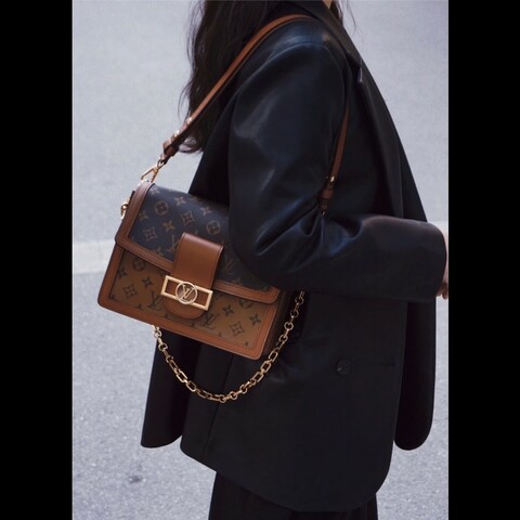 Louis Vuitton LV Dauphine MM 達芙妮中號 雙色老花鏈帶包