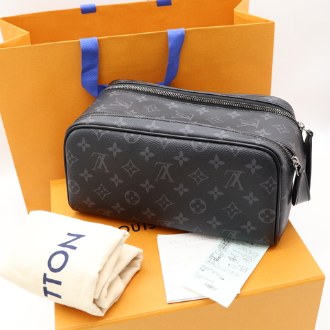 LV Dopp Kit 盥洗包 黑色 原花 手提包 | 雙面塗層帆布M46354
