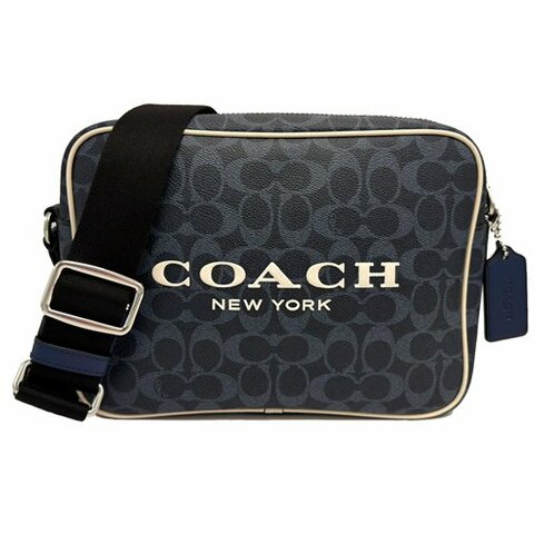 【COACH】2026新款字母 LOGO男款斜背郵差包(藍)