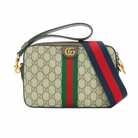 Gucci Ophidia GG Supreme 帆布拉鍊斜背相機包(699439-烏木)