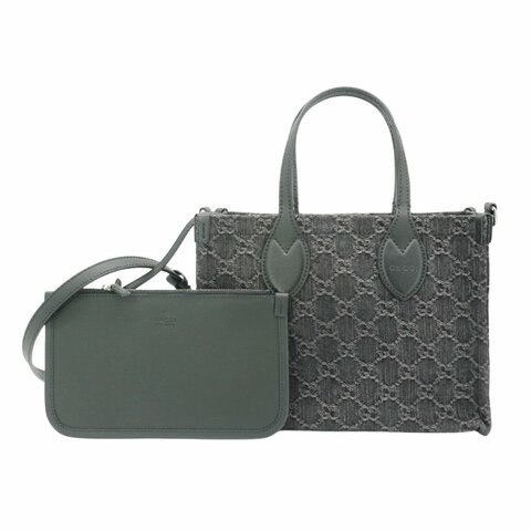 Gucci 展示品 Ophidia GG 牛仔緹花布手提/斜背兩用包(772183-黑)