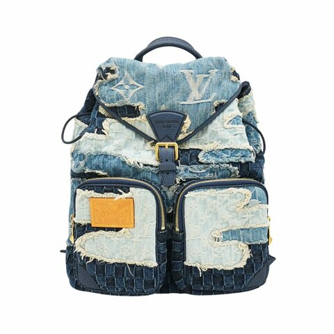 Louis Vuitton 展示品 Montsouris Cargo 石洗牛仔拼接後背包(M15254-牛仔藍)