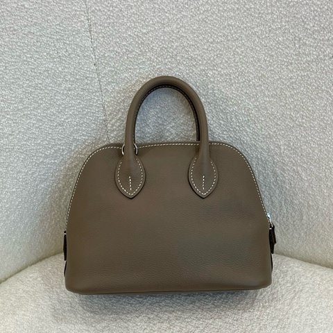 愛馬仕/Hermes  mini bolide保齡球手提包斜挎包 大象灰銀扣 ec皮