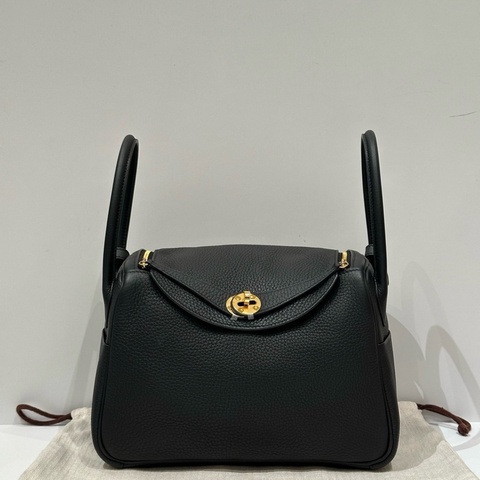 愛馬仕/Hermes  Lindy26 手提包單肩包 黑金 Togo皮
