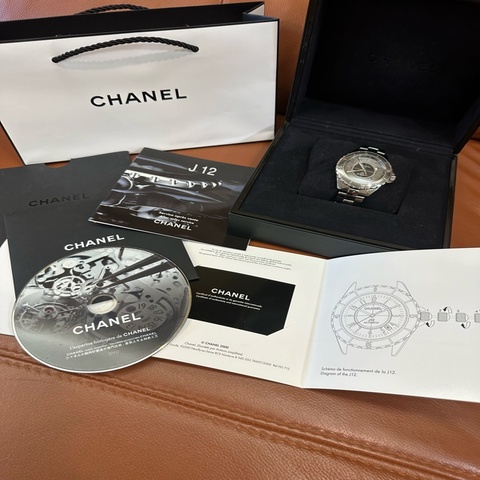 真品CHANEL 香奈兒 經典J12 H2934 Titanium Ceramic 鈦陶瓷 41mm大錶徑