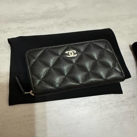 💖Chanel ㄇ字 加大 拉鍊 零錢包 卡包💖 全新全配 黑色