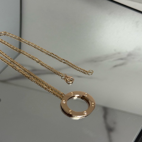 Cartier 卡地亞 LOVE項鍊 三鑽大圓餅項鍊18k玫瑰金  19年卡